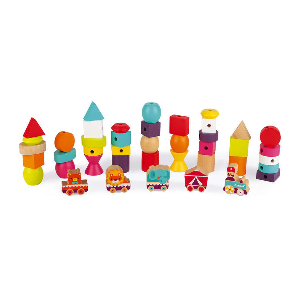 Janod Stringable Circus-Themed Beads