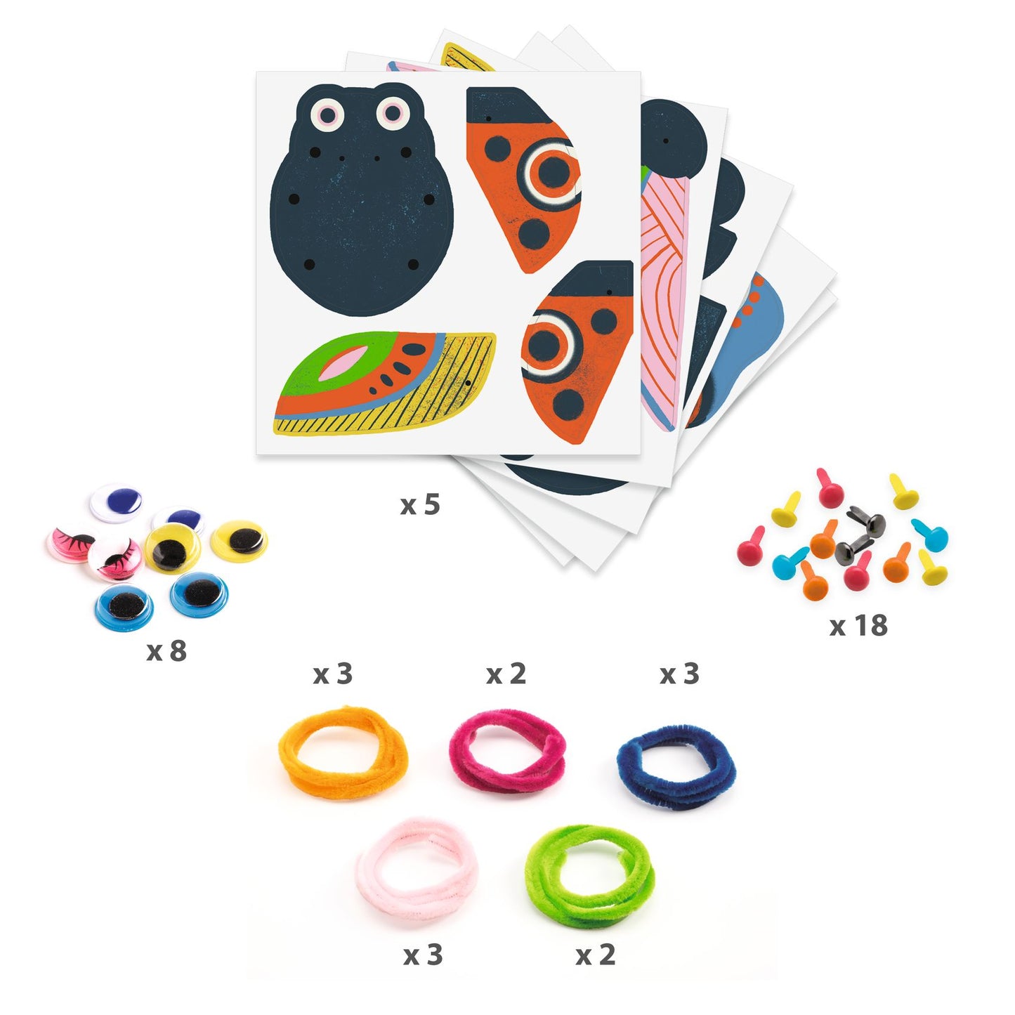 Djeco Threading Pipe Cleaners Yarn bugs