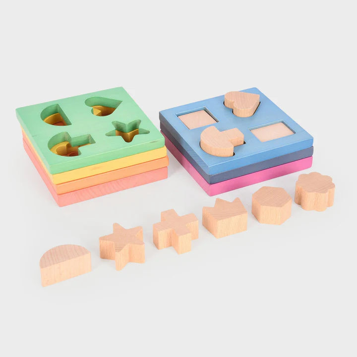 TickiT Rainbow Wooden Shape Stacker