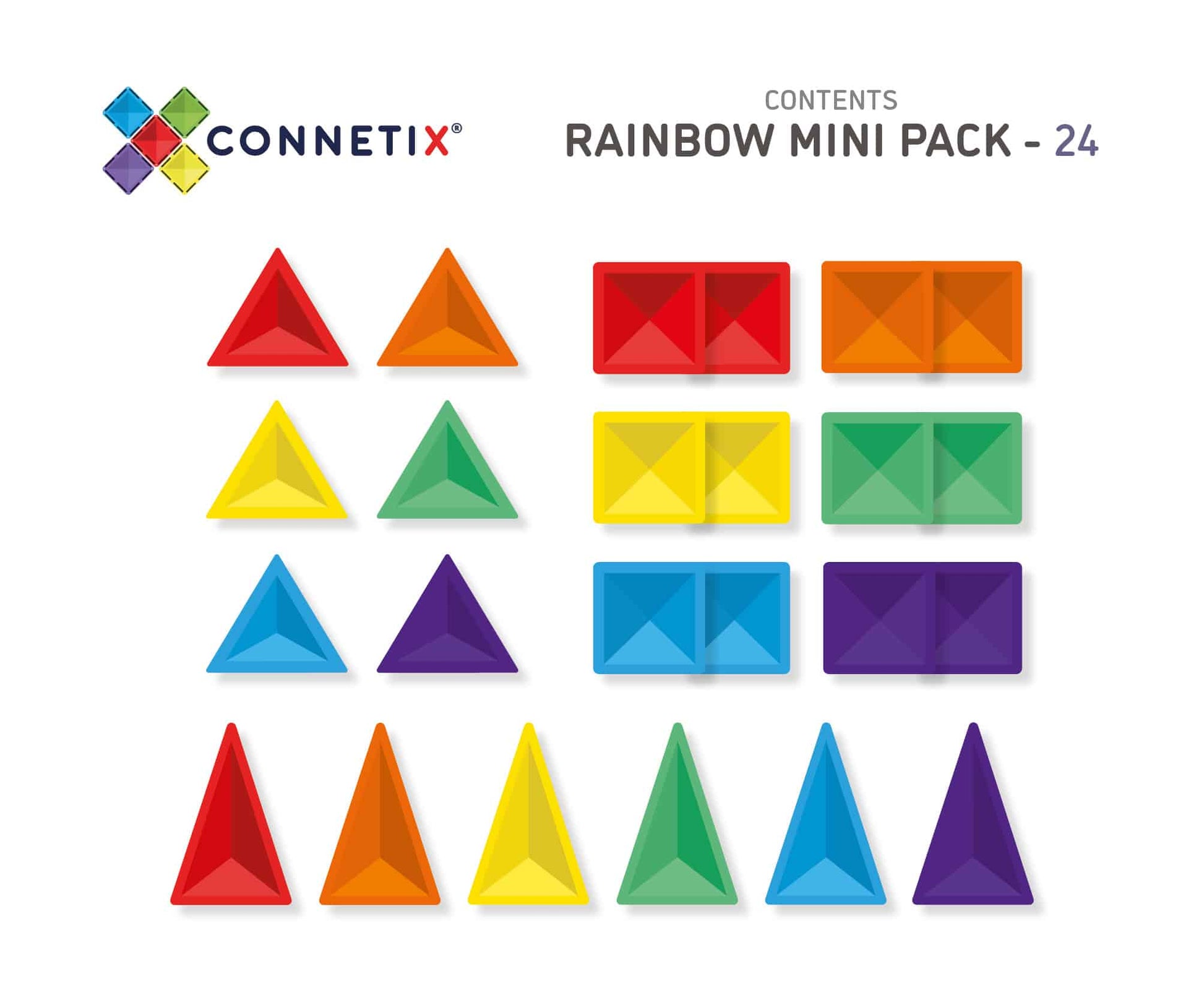 Connetix Tiles Rainbow 24 Piece Mini