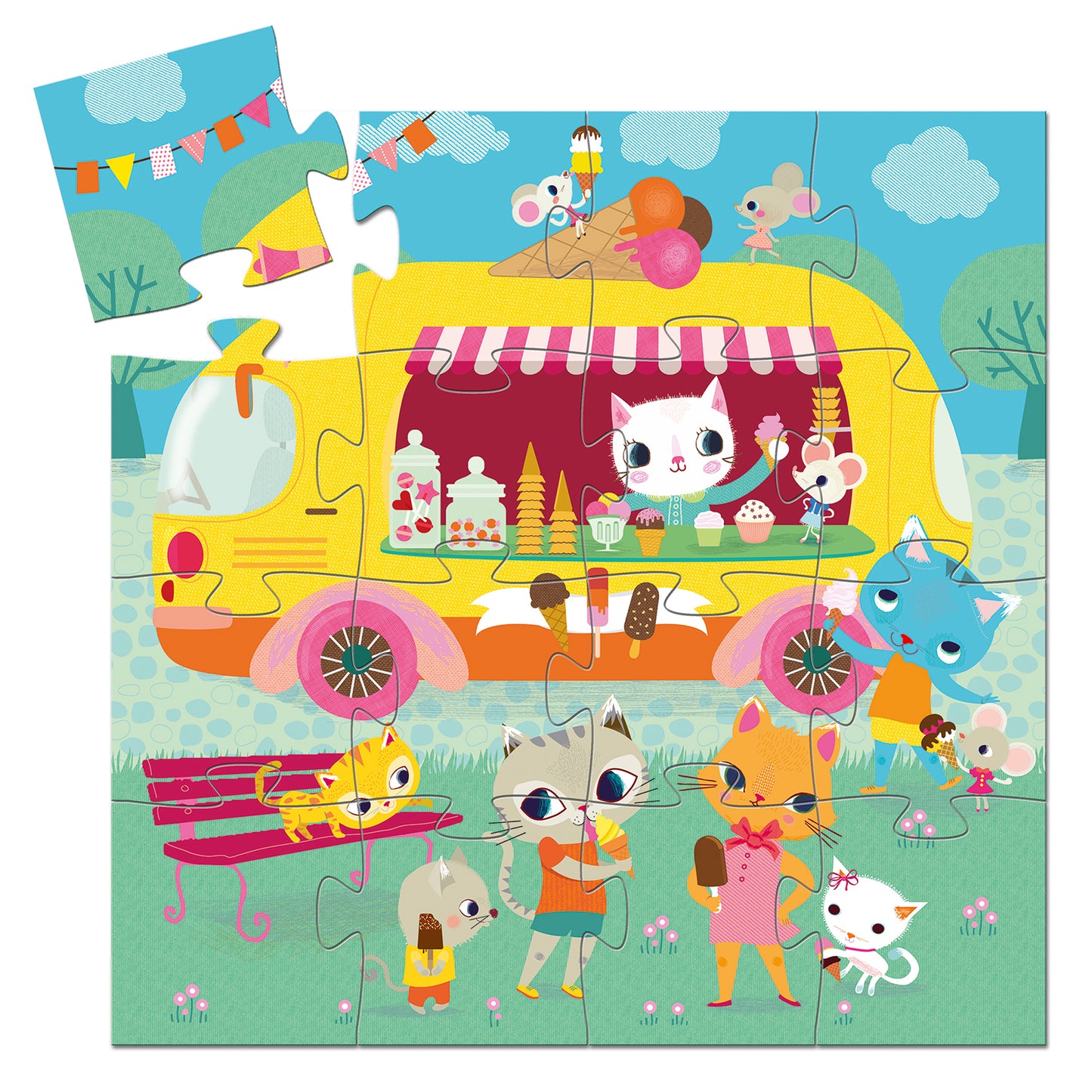 Djeco Ice Cream Truck - 16Pcs Silhouette Puzzle