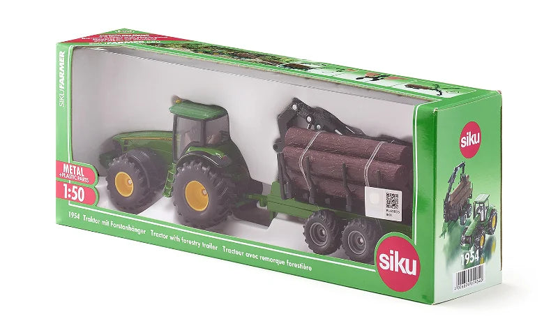 Siku 1:50 John Deere Tractor With Forestry Trailer
