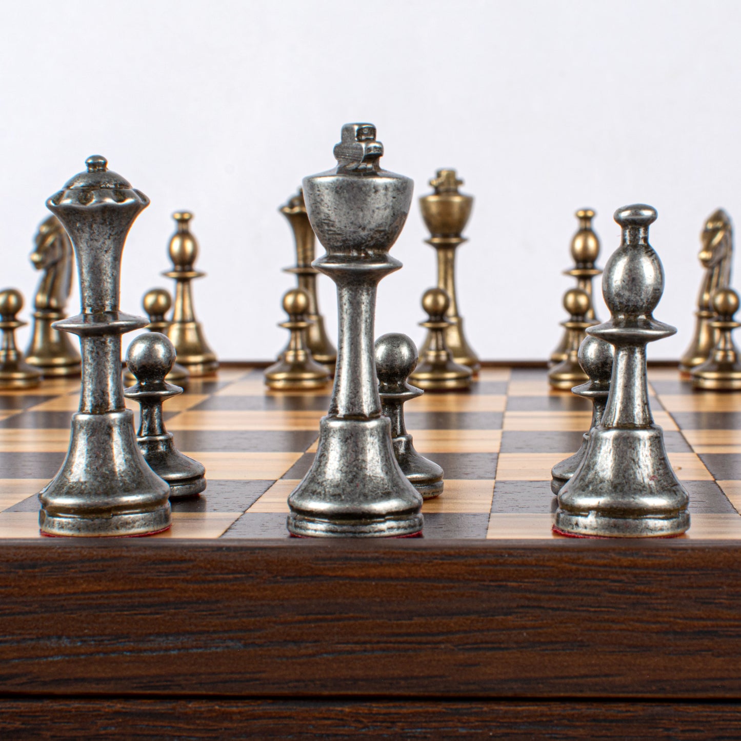 Manopoulos Wood & Metal Chess Set