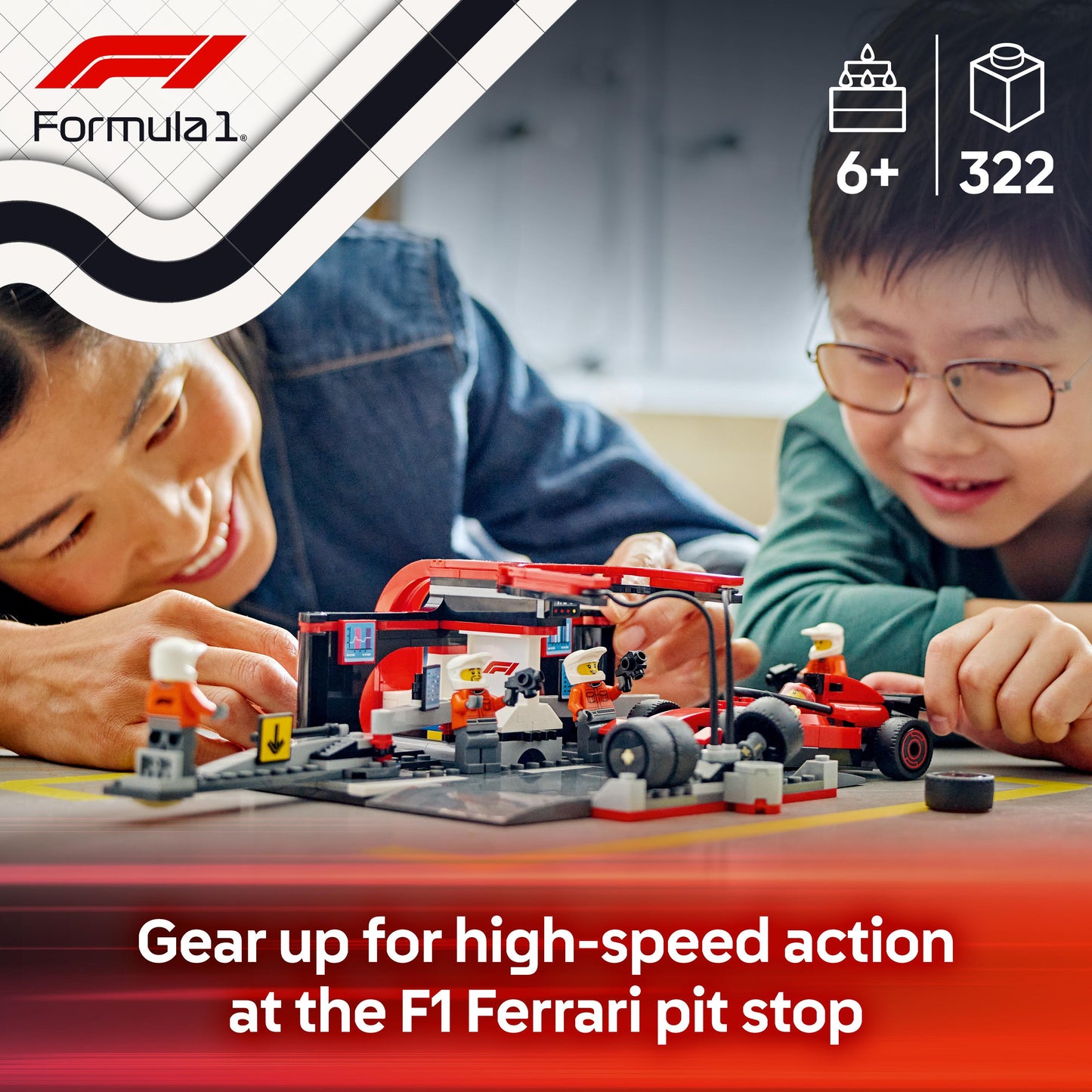 Lego City Formula 1 60443 F1® Pit Stop & Pit Crew with Ferrari Car