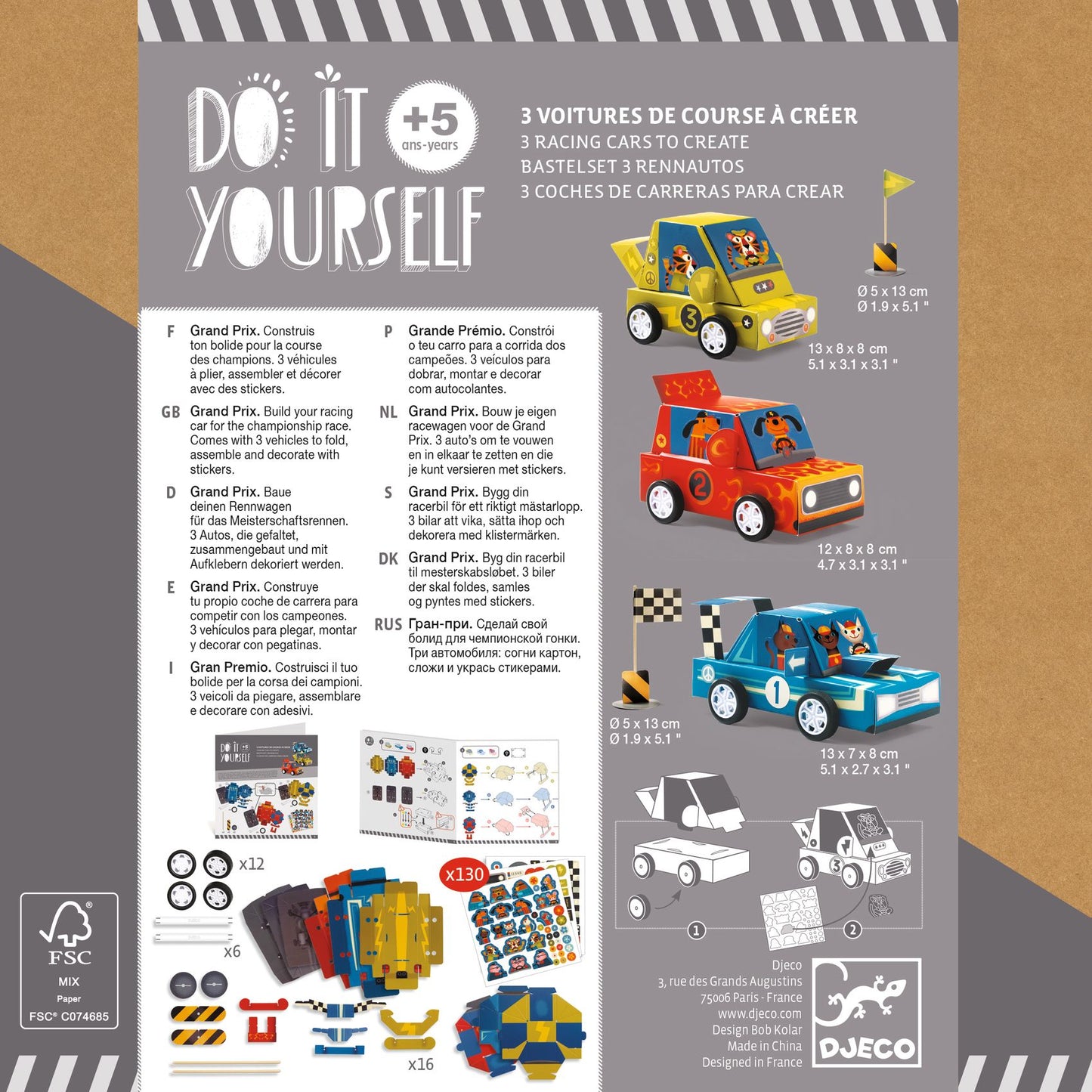 Djeco Grand Prix DIY Racing Cars To Create