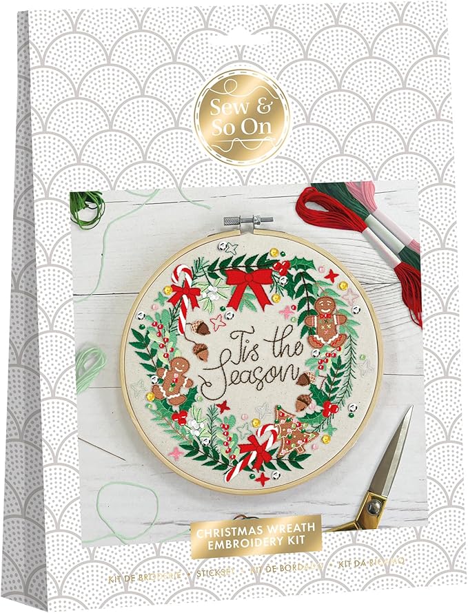 Sew & So On Large Embriodery Kit Wreath Christmas