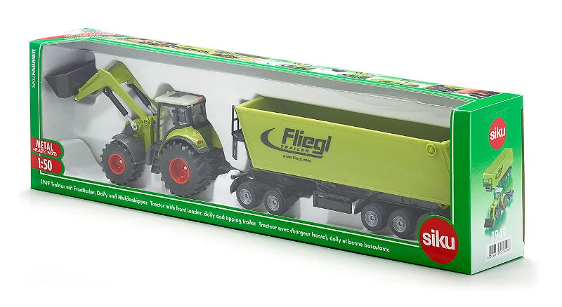 Siku 1:50 Claas With Front Loader, Dolly & Tipping Trailer
