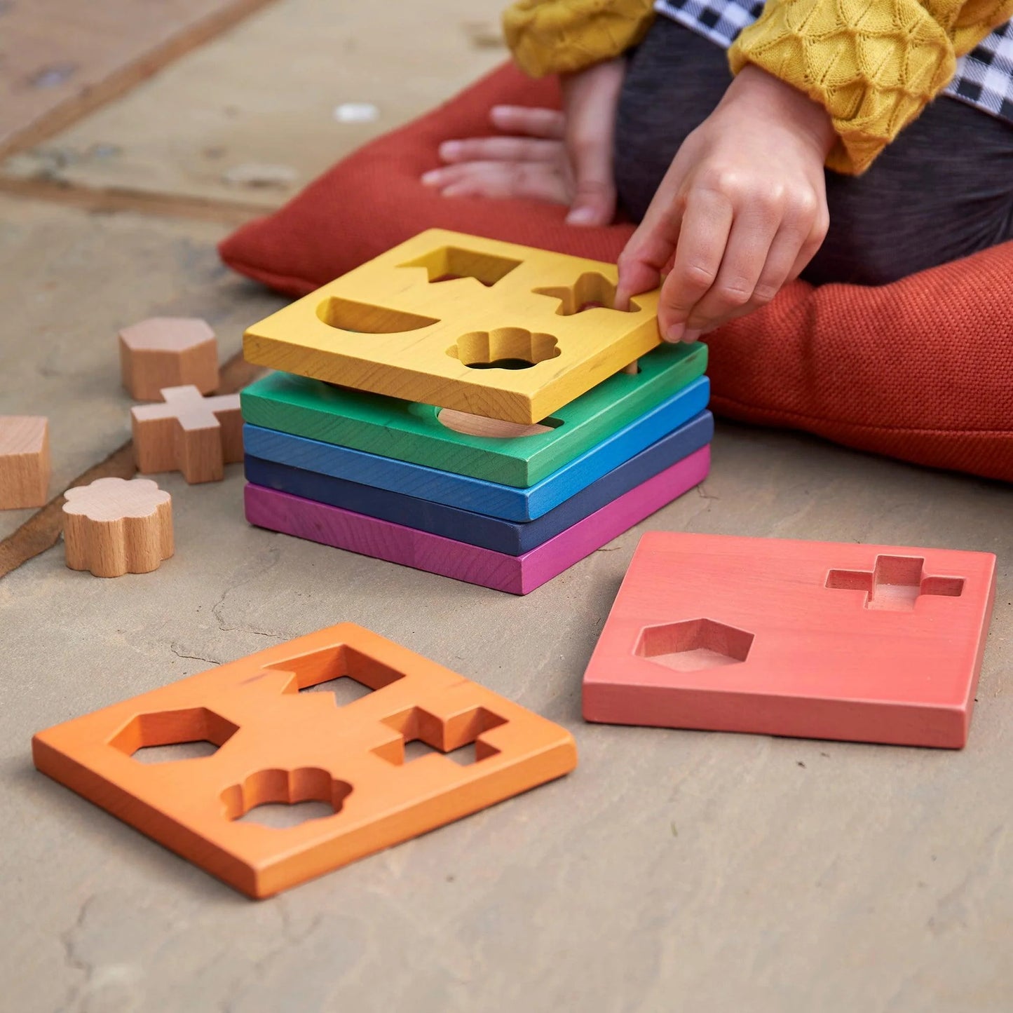 TickiT Rainbow Wooden Shape Stacker