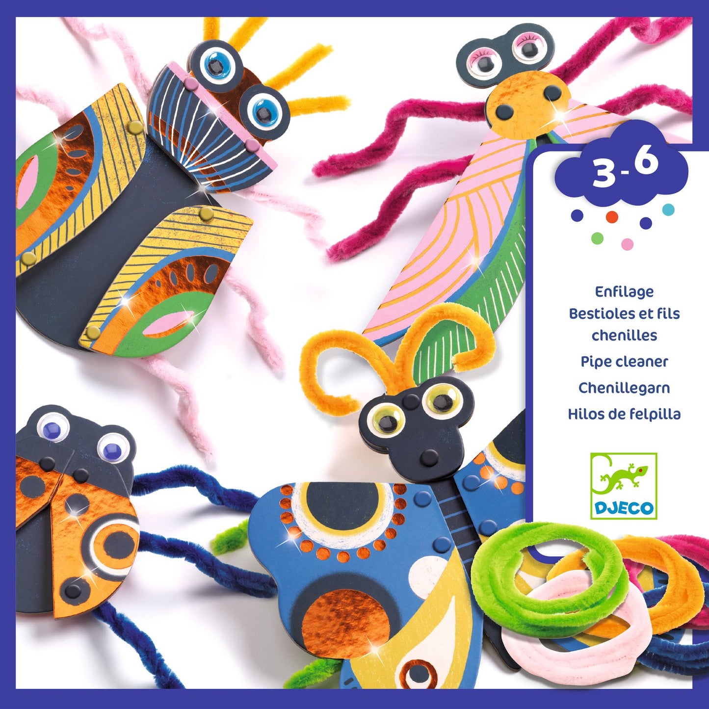 Djeco Threading Pipe Cleaners Yarn bugs