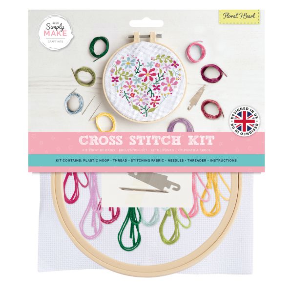 Simply Make Cross Stitch Kit - Floral Heart