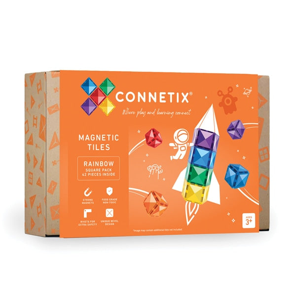 Connetix Tiles Rainbow 42 Pc Square Pack