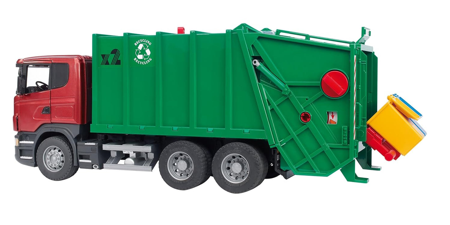 Bruder Scania R-Series Bin Lorry, Ruby Red/Green