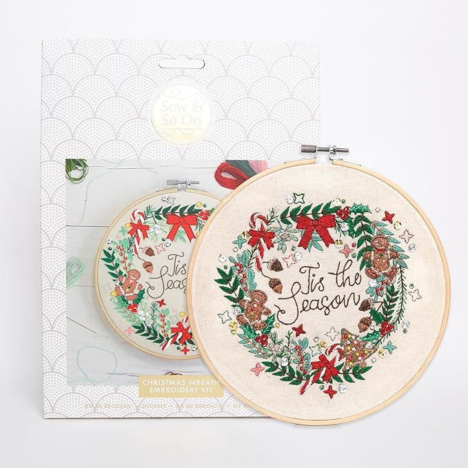 Sew & So On Large Embriodery Kit Wreath Christmas