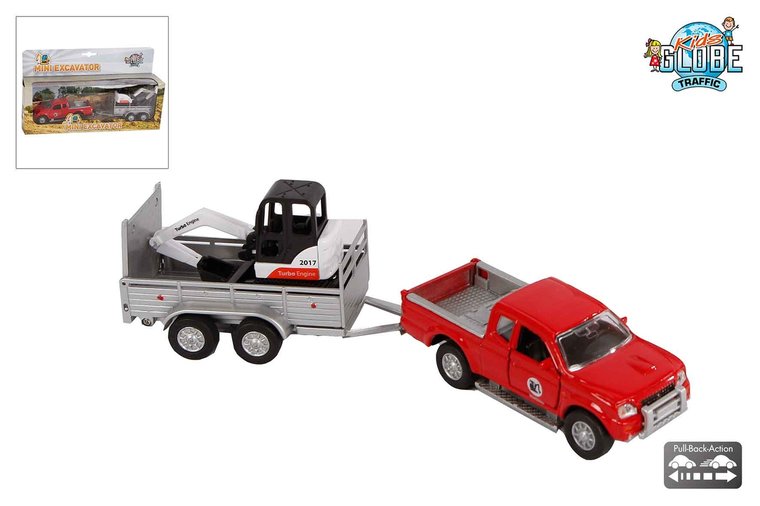 Kids Globe Die Cast Pajero With Mini Excavator