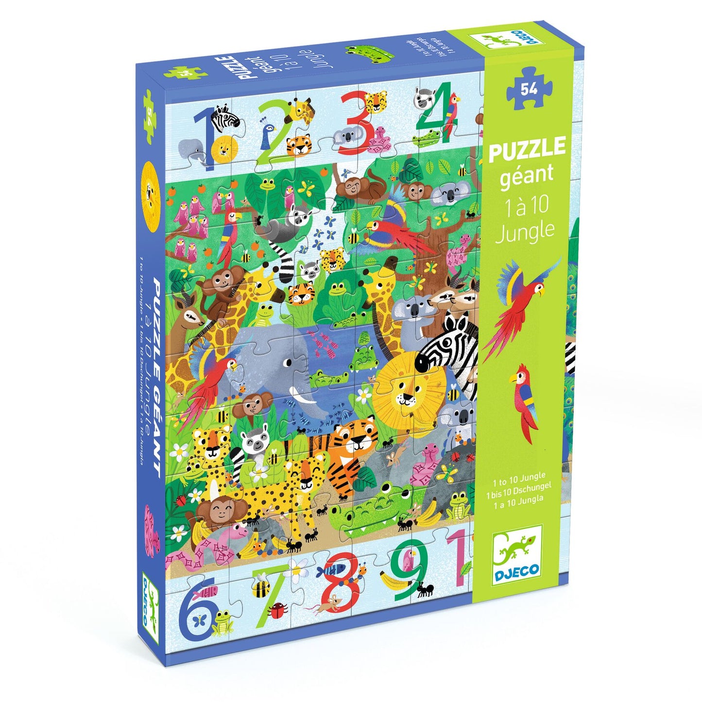 Djeco 1 to 10 Jungle - 54 pcs Giant Observation Puzzle