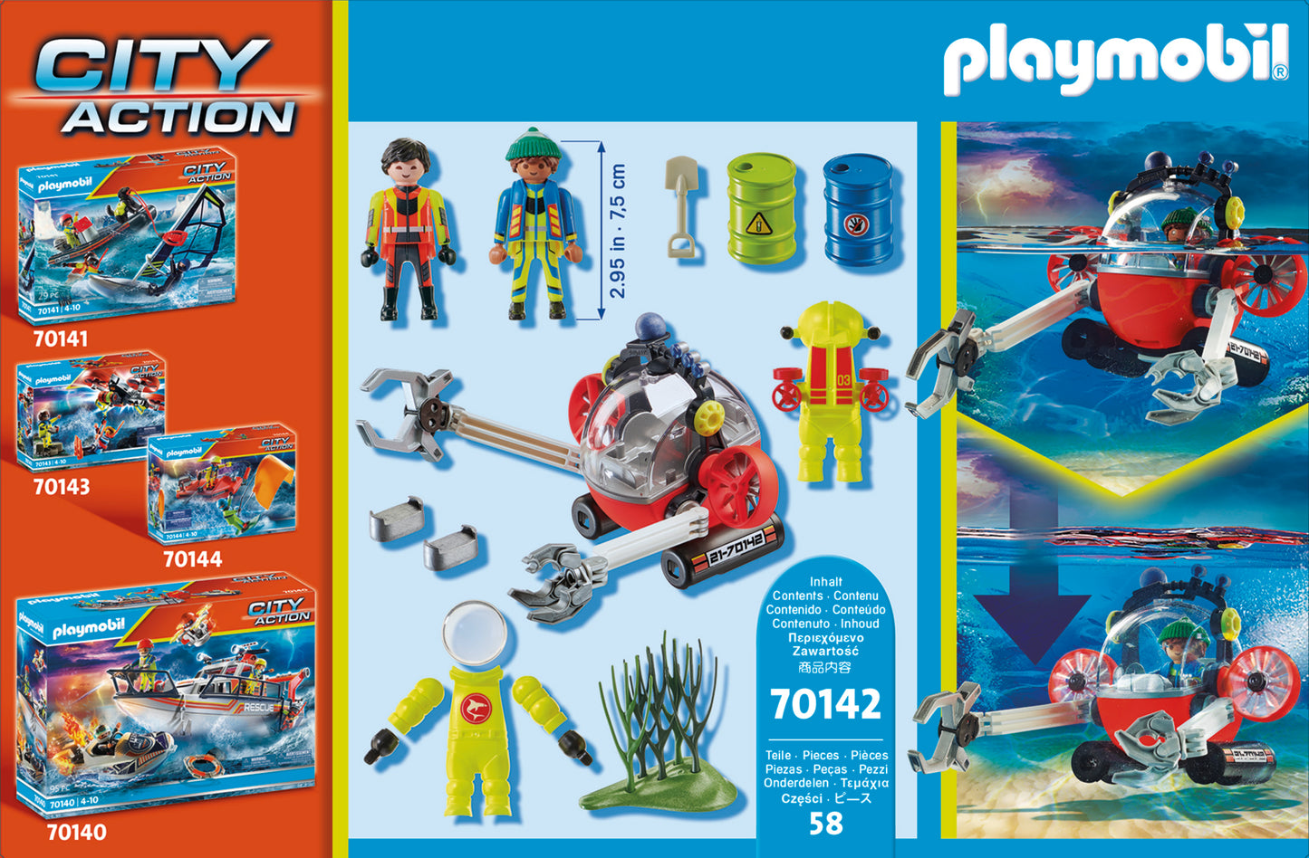 Playmobil 70142 City Action Sea Rescue Environmental Expedition with Dive Boat