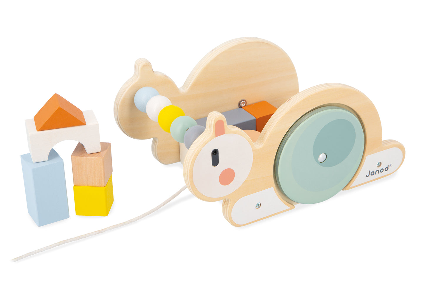 Janod Sweet Cocoon - Pull-Along Snail Cube Trolley