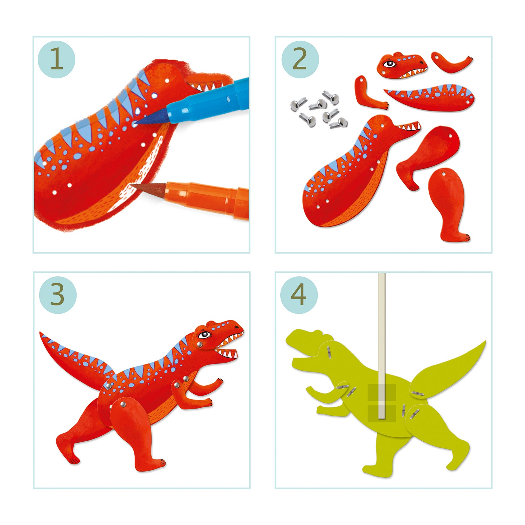 Djeco Jumping Jacks -Dinos Colouring Surprises