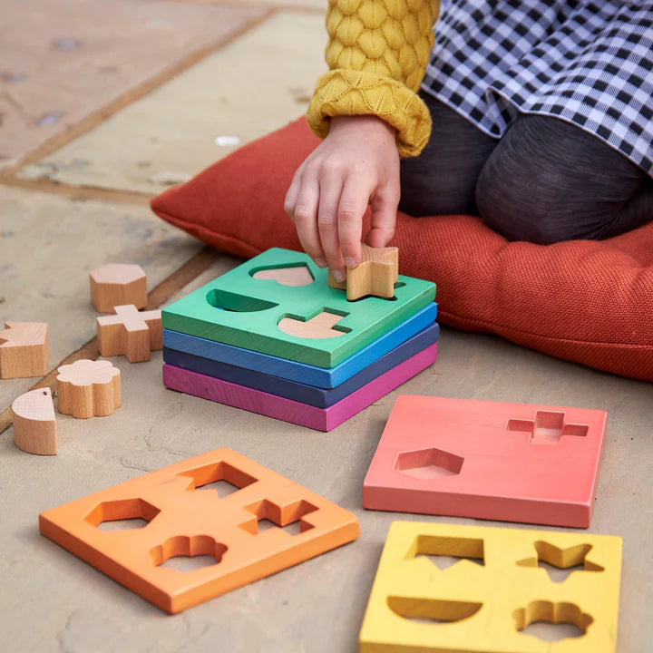 TickiT Rainbow Wooden Shape Stacker