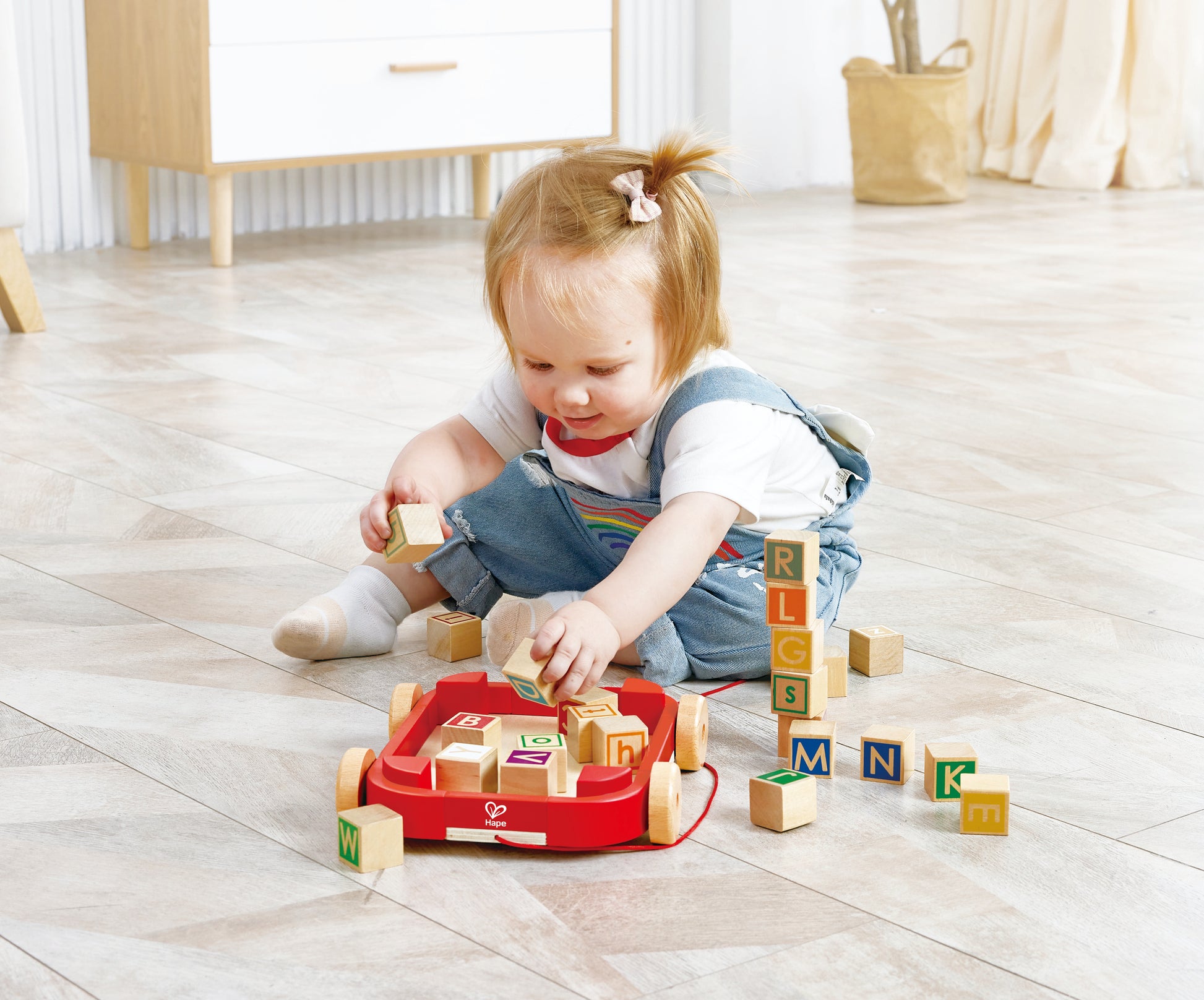 Hape Pull-along Cart with Stacking Blocks