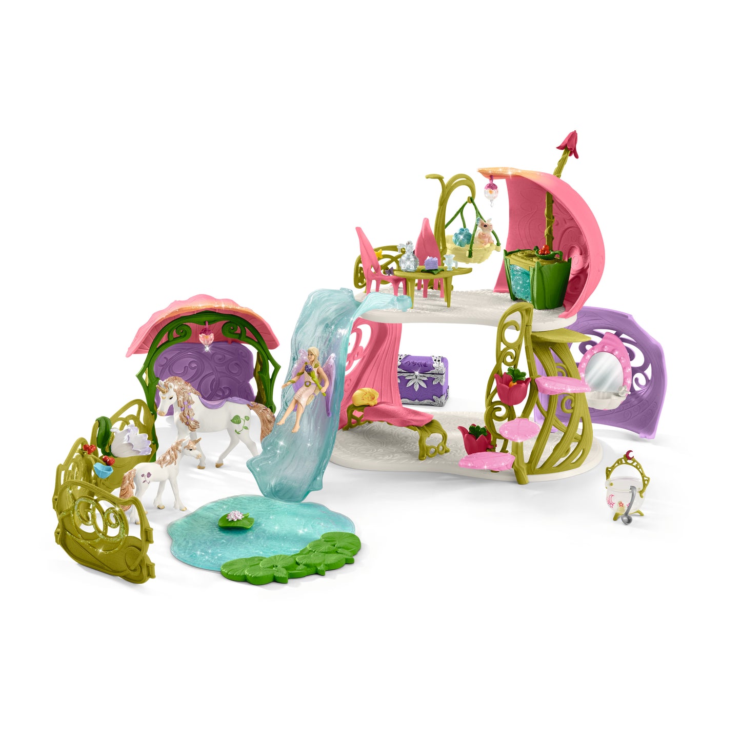 Schleich Glittering Flower House With Unicorns, Lake And Stable