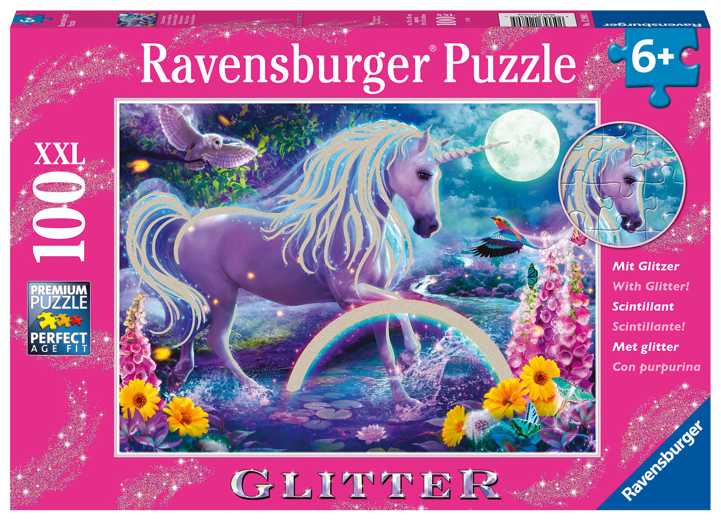 Ravensburger Glitter Unicorn, 100pc XXL Glitter Puzzle