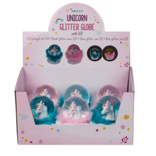 Out Of The Blue Glitter Globe, Unicorn, With Feathers & Led  Asst