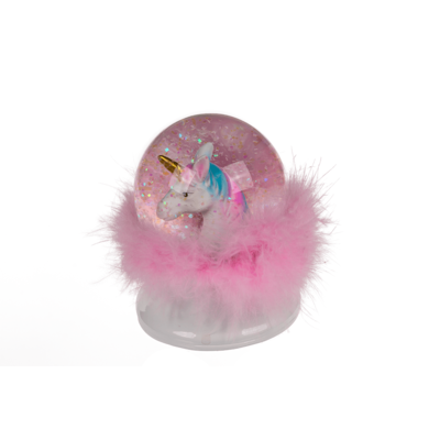 Out Of The Blue Glitter Globe, Unicorn, With Feathers & Led  Asst