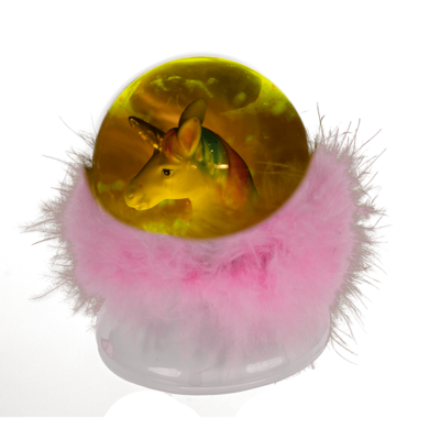 Out Of The Blue Glitter Globe, Unicorn, With Feathers & Led  Asst