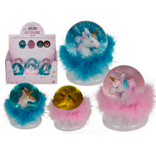 Out Of The Blue Glitter Globe, Unicorn, With Feathers & Led  Asst
