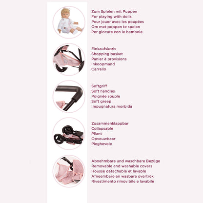 Gotz Dolls 3-Wheel Buggy, Soft Mood