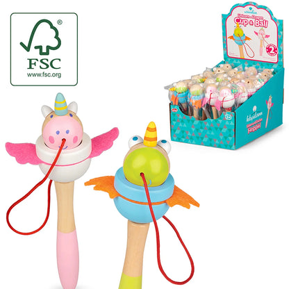 Tobar Wooden Unicorn And Dragon Cup And Ball (1 Colour Chosen at Random)