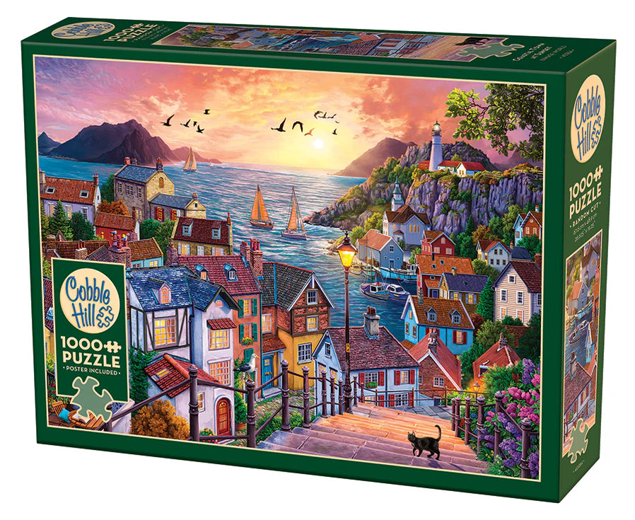 Cobble Hill Puzzles 1000 Pieces Coastal Town at Sunset