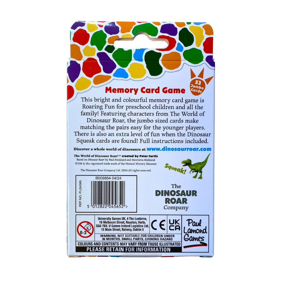 University Games Dinosaur Roar Memory Game