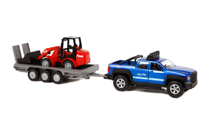 Kids Globe Die Cast Suv W/Trailer, Shovel, Light & Sound