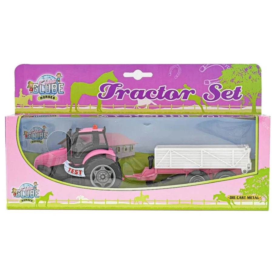 Kids Globe Pink Tractor Set W/ Light & Sound