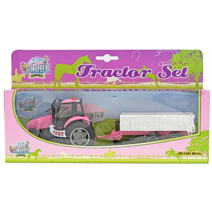Kids Globe Pink Tractor Set W/ Light & Sound