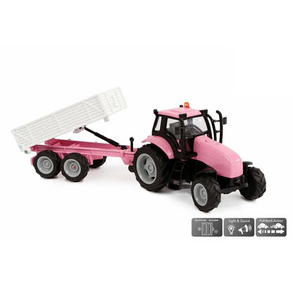 Kids Globe Pink Tractor Set W/ Light & Sound