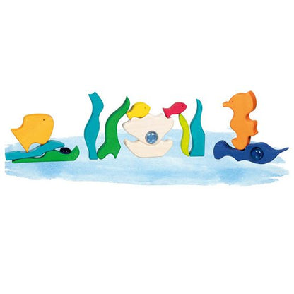 Goki Landscape Puzzle Sea Lights With 4 Glass Stones, 23 X