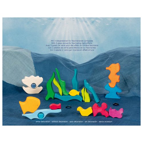 Goki Landscape Puzzle Sea Lights With 4 Glass Stones, 23 X