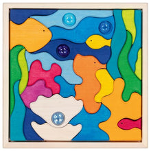 Goki Landscape Puzzle Sea Lights With 4 Glass Stones, 23 X