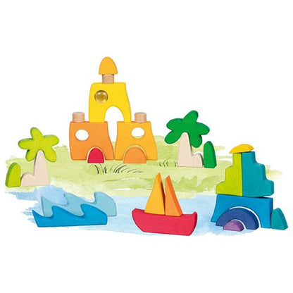 Goki Landscape Puzzle Honolulu With 3 Glass Stones, 23 X 23 X 3