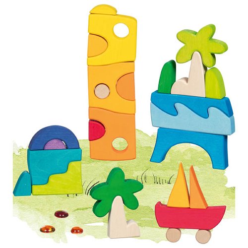 Goki Landscape Puzzle Honolulu With 3 Glass Stones, 23 X 23 X 3