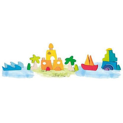 Goki Landscape Puzzle Honolulu With 3 Glass Stones, 23 X 23 X 3