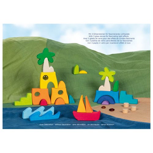Goki Landscape Puzzle Honolulu With 3 Glass Stones, 23 X 23 X 3