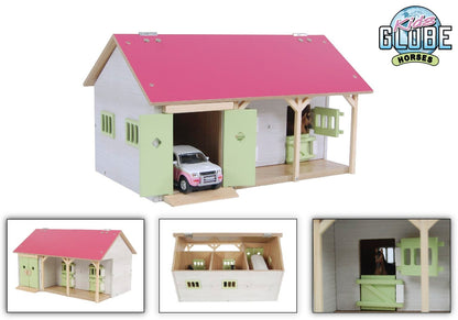 Kids Globe 1:32 Pink Horse Stable W/ 2 Boxes