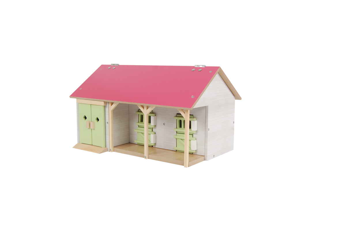 Kids Globe 1:32 Pink Horse Stable W/ 2 Boxes
