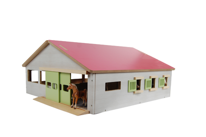 Kids Globe Pink Horse Stable W/3 Boxes & Lane 62X56X26Cm