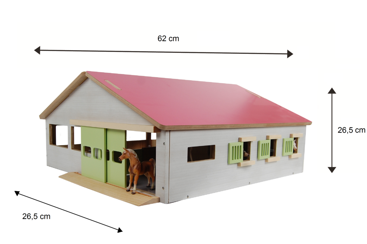 Kids Globe Pink Horse Stable W/3 Boxes & Lane 62X56X26Cm