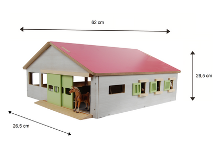 Kids Globe Pink Horse Stable W/3 Boxes & Lane 62X56X26Cm